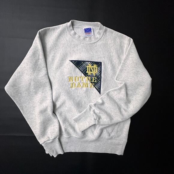 VTG Notre Dame Sweatshirt Adult Medium Gray University Crew Neck Y2k Made in USA - Picture 1 of 8